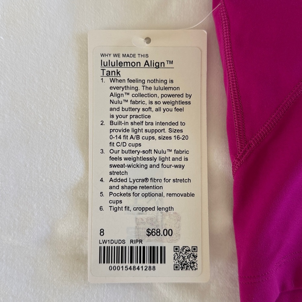 NTW Lululemon Align Tank (Ripened Raspberry) - Picture 3 of 6